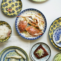 藍蓮花日本進口釉下彩波西米亞北歐民族風格陶瓷餐盤深盤小盤骨碟