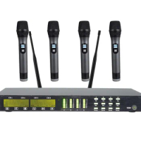 4 Channel UHF wireless microphone handheld karaoke microphone