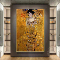 Poster/in tranh phong cảnh trừu tượng lấy cảm hứng từ bức tranh “Nụ hôn” của Gustav Klimt, họa tiết