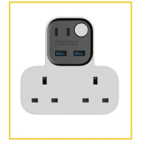 MOMAX 2位T型插座 25W 2A2C 1-CHARGE WORK FLOW T-SHAPED EXTENSION 2 SOCKET WITH USB