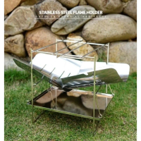 เตาถ่าน เตาฟืนพับได้ **พับเล็กแบน ขนาดเท่า A4** วัสดุทำจาก stainless น้ำหนัก 0.6 kg พร้อมถุงจัดเก็บส