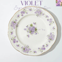 สินค้าดี Violet Flamingo จานชามลายดอกไม้สีม่วง Violet Signature Collection วัสดุ Premium Fine Porce