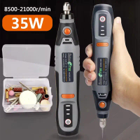 ชุดสว่านไร้สายขนาดเล็ก, 35W, USB, ไร้สาย, Dremel, สว่าน DIY, ปากกาแกะสลักไฟฟ้า, 3 สปีด, ความเร็ว 850