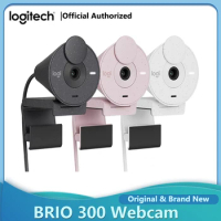 Logitech BRIO 300 HD Webcam Live Online Class Camera 1080P for Video Conferencing Streaming Media Recording Computer Equipment