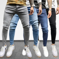 Men's Sweatpants Sexy Hole Jeans Pants 2023 Casual Summer Autumn Male Ripped Skinny Trousers Slim Biker Outwears Pants