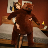 130cm Big Brown Bear Plush Toys Stuffed Animal Teddy Bear DJUNGELSKOG Plush Animal Pillow Soft Cushion Girl Kids Birthday Gift