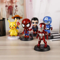 Marvel Action Figure Car Solar Powered Cartoon Anime Spiderman Swaying Dolls Decorations Creative The Avengers Toys Accessories
