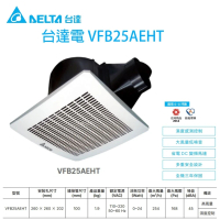 【台達電子】DC直流換氣扇 濕度控制 VFB25AEHT(全電壓 濕度控制)