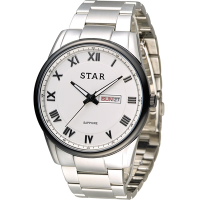 STAR 時代 羅馬戰士石英腕錶-白色/43mm