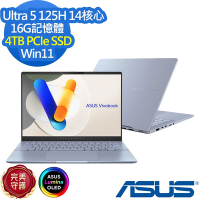 ASUS S5406MA 14吋效能筆電 (Ultra 5 125H/16G/4TB PCIe SSD/Vivobook S14 OLED/迷霧藍/特仕版)
