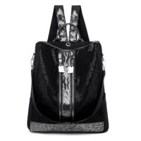 Ladies Fashion Sequin Backpack Female Personality Lock Anti-Theft Backpack Travel Backpack