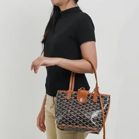 Tas GOYARD MINI ANJOU 2026 BLACK TAN TOTE BAG WITH POUCH 100% ORIGINAL 21X20X10, 13X9CM