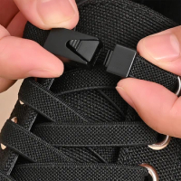 No Tie Shoe Laces Press Lock Widen Shoelaces Without Ties Elastic Laces Sneaker Kids Adult Widened Flat Shoelace for Shoes