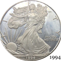 United States America 1994 In God We Trust 1 OZ Fine Silver Bullion Eagles One Dollar Silver Plated Copy Commemorative Coin