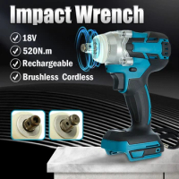 520Nm Torque Electric Impact Wrench Brushless And Cordless Electric Drilling Tool 1/2 "Square Drive 18V Makita Battery DIY Tool