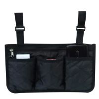 652D Armrest Storage Bag, Wheelchair Side with Cup Holder and Reflective Strip