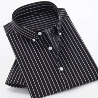 Plus size men's short sleeve shirt 2024 summer new style Summer striped loose business office shirt for men 6XL 7XL 8XL