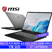 MSI微星 Creator M16 HX C14VEG-042TW 16吋創作者筆電(i7-14700HX/16G/1T SSD/RTX4050-6G/Win11Pro)