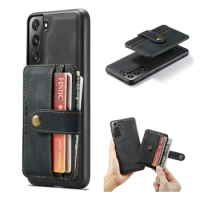 JEEHOOD for Samsung S20 S21 S22 Ultra Note 20 Ultra (Rifid)Anti-Theft Swiping Card Detachable Magnetic Leather Wallet Case Cover