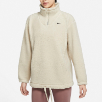 NIKE 上衣 女款 長袖上衣 運動 高領 毛料 保暖 Half Zip HOODIE 米白 DD6475-206 (2S2245)