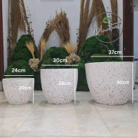 pot teraso putih tiga ukuran