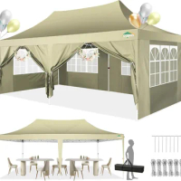 10x20 Pop Up Canopy Tent with 6 Sidewalls Wedding Party Tent Outdoor Gazebos UV50+ Waterproof Canopy Tent Event Shelter
