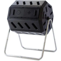 FCMP Outdoor IM4000 Dual Chamber Tumbling Composter Canadian-Made, 100% Recycled Resin - Outdoor Rotating Compost Tumbler Bin