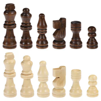 NUOBESTY 32pcs Wooden Chess Pieces 25 Inch Chess Game Pawns Figurine Pieces (Chess Pieces Only)