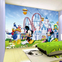 Tranh 3d dán tường trang trí phòng cho bé hình chuột Mickey in lụa tặng kèm keo dán nhận in tranh th