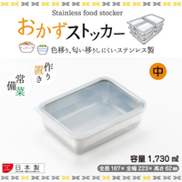 日本【Yoshikawa】透明蓋不鏽鋼保鮮盒 中/1730ml