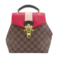 【二手名牌BRAND OFF】LOUIS VUITTON LV 路易威登 棕色 紅色 棋盤格 皮革 後背包 N40104