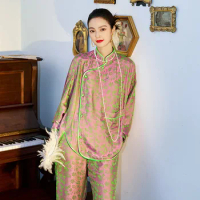 2023 Classical Pajama Sets Women's Luxury Chinese Style Long-Sleeved Sleepwear Suit for Home and Outdoor Wear