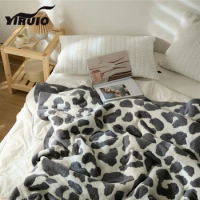 YIRUIO Downy Microfiber Cow Stripe Plaid Blanket Chic Cozy Luxury Brand Thick Warm Decorative Throw Blanket For Bed Sofa Couch
