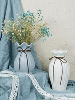 現代簡約陶瓷花瓶擺件小清新白色水培花器干花插花北歐家居裝飾品 【麥田印象】