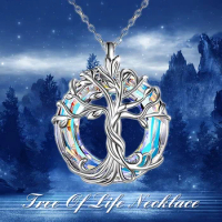 Celtic Tree of Life Necklace for Women Northern Lights Crystal Pendant Ladies Gift Girl Wife Birthday Christmas Thanksgiving