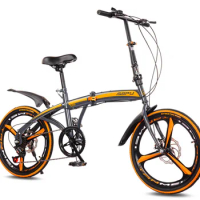 20 Inch Bike Folding Bicycle Double Variable Speed Disc Brake One Piece Wheel Leisure Ride Instead Of Walking