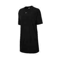 Nike 洋裝 NSW Essential Dress 黑 白 女款 長版T恤 運動休閒 CJ2243-010