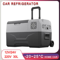 Car Mini Fridge Portable 30L Alpicool 220V Home Refrigerator 12V/24V Compressor Ice Box Portable Small Freeze Camping Travel