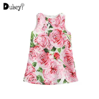 Summer Dresses for Girls 2yrs To 10 Yrs Floral Sundress Elegant Flowers Printed Costumes Children Ki