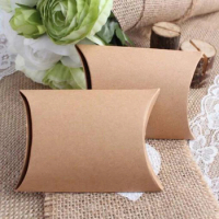 Pillow Candy Box Kraft Paper Christmas Gift Packaging Boxes Candy Bags Wedding Favors Birthday Party Decorations