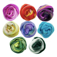 10g*8 /50g*1 Gradient Color Series Felting Wool Roving Wool Fibre for Needle Felting Weaving Wool Fiber for DIY Needle Felting