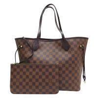 LOUIS VUITTON LV 路易威登 棕色 棋盤格 帆布 Neverfull MM 托特包 肩背包 N40599 【二手名牌BRAND OFF】