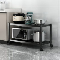不銹鋼廚房置物架可伸縮微波爐置物架廚房調料架單層烤箱架收納架