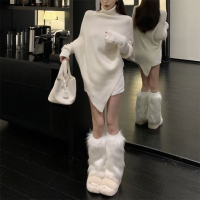 ANNAS 韓國高領不規則毛衣 斗篷 披肩 毛衣 針織衫 飛鼠袖 性感 特別設計感