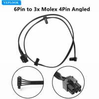 6Pin to 3 Molex 4Pin IDE Angled Fan Power Cable for Seasonic PRIME/Snow Silent 1300W/1200W/1050W/1000W/850W/750W Modular PSU