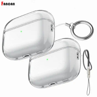 for AirPods Pro 2 Clear Case Silicone Case Soft TPU Protective Cover Cute for Women for Airpod pro 2023 Accessories With Rope