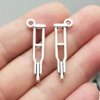25pcs/lot--32x10mm, Canes Crutches cham,Antique silver plated Canes Crutches Charms,DIY supplies,Jewelry accessories