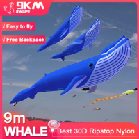 9KM 9m Whale Kite Line Laundry Pendant Soft Inflatable Show Kite for Kite Festival 30D Ripstop Nylon with Bag