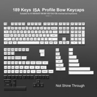 189 Key BOW White Black ISA Profile PBT Keycaps Custom Doubleshot Key Cap for Cherry MX Switches Mechanical Gaming Keyboard