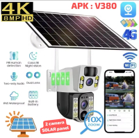 V380Pro CCTV Solar Panel Dual Kamera Outdoor 4G SimCard Waterproof Wifi Wireless